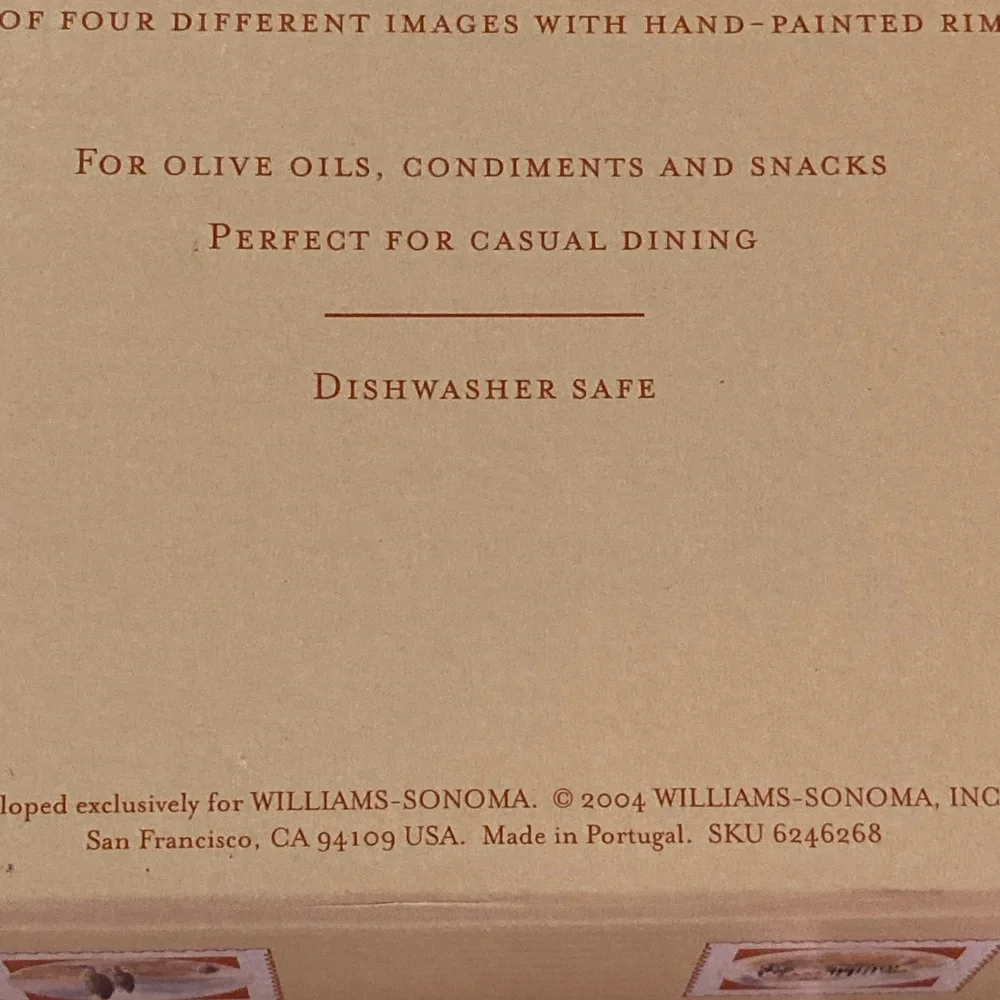 Williams-Sonoma Tuscan landscape, dipping bowls, set of four brand new! Gift!